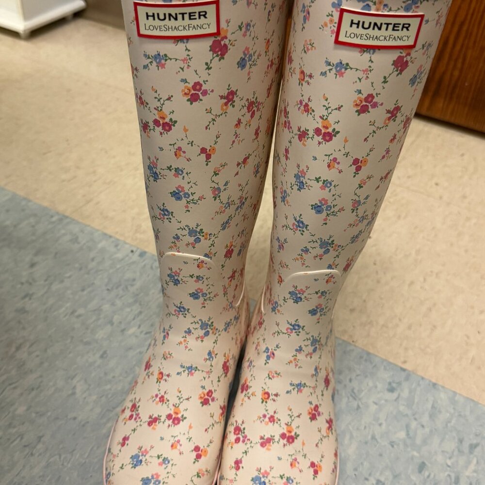 Hunter x LoveShackFancy Original Tall Rain Boot Size 7 - Picture 2 of 3